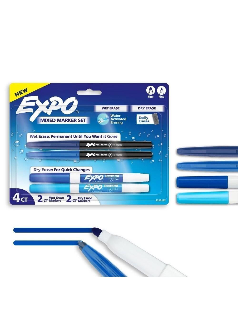 Expo 4ct Asst Dry Erase Marker Blue
